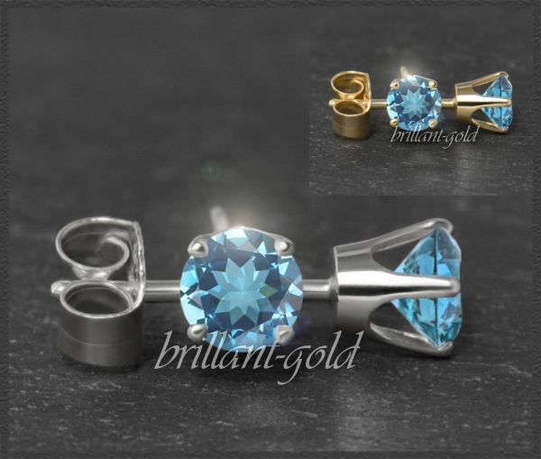 Ohrstecker 585 Gold Topas blau 4,5,6,7mm